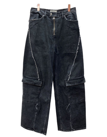 ジエダ Jieda SWITCHING CARGO DENIM PANTS カーゴ デニム パンツ ジップフライ ワイド ジーンズ ブラックデニム 黒 無地 Jie-23W-PT05 デニム ブラック サイズ2 104MB-398