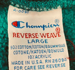 チャンピオン Champion 90s～ 刺繍タグ リバースウィーブ REVERSE WEAVE US古着 ヴィンテージ vintage チェック柄ワッペン 緑 スウェット グリーン Lサイズ 101MT-3231