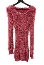 ヒステリックグラマー HYSTERIC GLAMOUR シャギーニット タイト ワンピース ボートネック ワンショルダー オフショルダー 平成 Y2K グランジ 缶バッジ付 PINK ホットピンク ショッキングピンク 0104NS02 セーター 無地 ピンク フリーサイズ 104LT-210