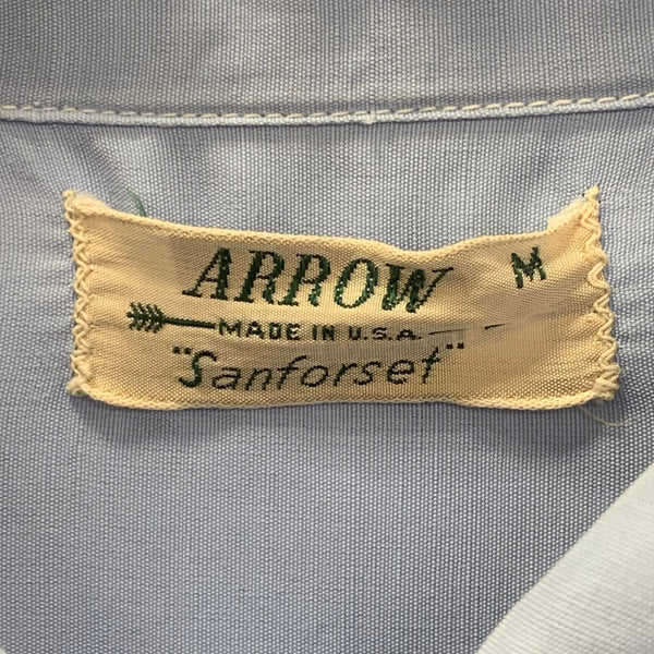 【曜日割引対象外】 ヴィンテージ vintage 40's 40s 40年代 アロー ARROW レーヨン 長袖シャツ ブルー Mサイズ 201MT-3574 VB