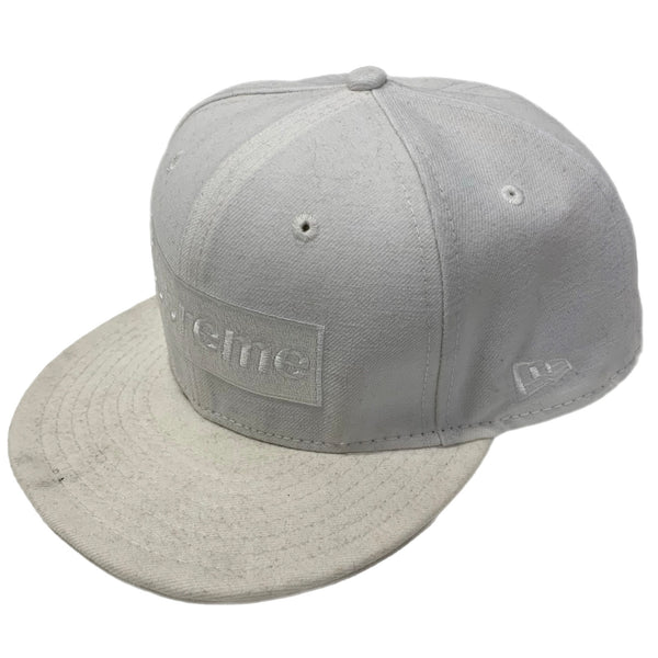【中古】シュプリーム SUPREME NEW ERA コラボ ボックスロゴ 7 5/8 帽子 メンズ帽子 キャップ ホワイト 201goods-666