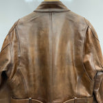 カドヤ KADOYA カーコート バイカーレザージャケット ライダース ジャケット ブラウン Lサイズ 201MT-4281