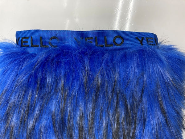 イエロー YELLO BEAR HUG LONG BOOTS ファー ロングブーツ 厚底 ロゴ プリント 平成 Y2K BLUE  レディース靴 ブーツ その他 ブルー XL 104S-1013