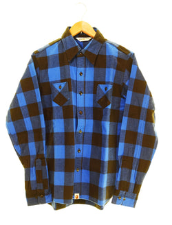 アベイシングエイプ A BATHING APE  ブロック チェック シャツ 青 長袖シャツ ブルー Sサイズ 103MT-2202