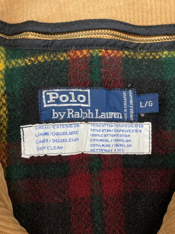 ラルフローレン RalphLauren CORDUROY COAT コーデュロイ コート カバーオール ダブルジップ ロング アウター ジャケット キャメル 茶 コート 無地 ベージュ Lサイズ 104MT-1730