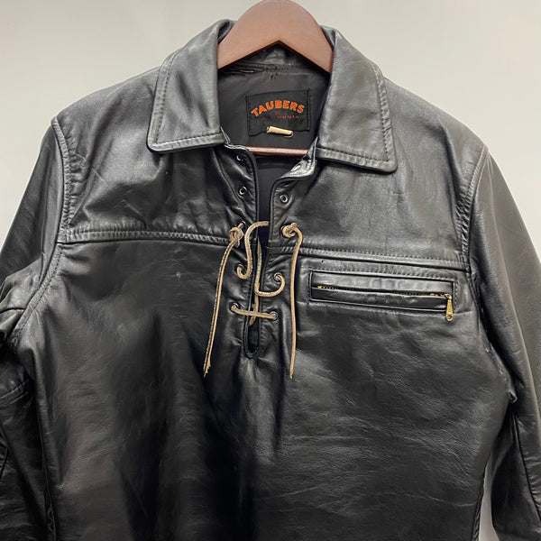 【曜日割引対象外】 ヴィンテージ vintage 70's Taubers レザープルオーバーシャツ ジャケット ブラック 38サイズ 201MT-4460 VB