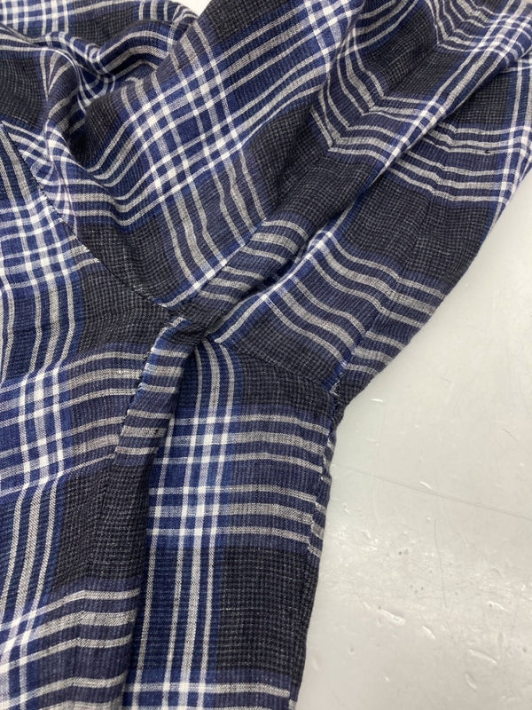 メゾンマルジェラ Maison Margiela LINEN CHECK SHIRT リネン チェック シャツ ボタンダウン BD 長袖 麻 薄手 青 S50DL0282 S44742 サイズ 38 長袖シャツ チェック ブルー 104MT-1072