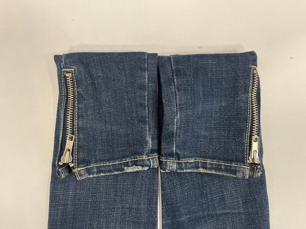 ダイア d.i.a JEANS 平成ギャル スキニージーンズ 裾ファスナー ダメージ加工  デニム ネイビー 26インチ 101LB-22