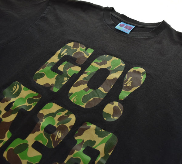 アベイシングエイプ A BATHING APE ABCカモ GO! APE ロゴ プリント クルーネックTシャツ 半袖Tシャツ Tシャツ ブラック 103MT-2580