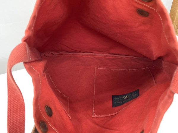 ダブルアールエル RRL 2Way TOTE BAG トート バッグ レザーハンドル キャンバス 斜め掛け かばん 赤 バッグ メンズバッグ トートバッグ ロゴ レッド 104B-88