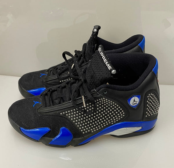 ナイキ NIKE シュプリーム × ナイキ エアジョーダン14 レトロ "ブラック/バーシティロイヤル/クローム" Supreme × Nike Air Jordan 14 Retro "Black/Varsity Royal/Chrome" BV7630-004 メンズ靴 スニーカー ロゴ ブルー 27cm 201-shoes795