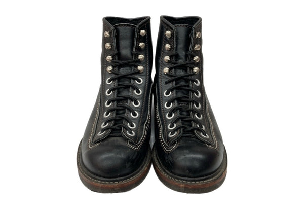 ロンウルフ LONE WOLF CARPENTER BOOTS カーペンター ブーツ ワーク 編み上げ ハイカット シューズ 黒 F01615 メンズ靴 ブーツ ワーク ブラック UK 7 104S-940