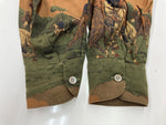 ラルフローレン RalphLauren 90's 90年代 オープンカラー 開襟 ステンカラー フロントボタン レーヨン 馬 HORSE ヴィンテージ VINTAGE マレーシア製 グリーン系 ブラウン系 SIZE12 長袖シャツ 総柄 マルチカラー 104MT-2038