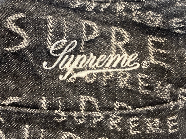 シュプリーム SUPREME 21SS Warp Jacquard Logos Denim Crusher ワープジャガードロゴ デニムクラッシャーハット バケットハット 帽子 メンズ帽子 ハット ブラック 101hat-108