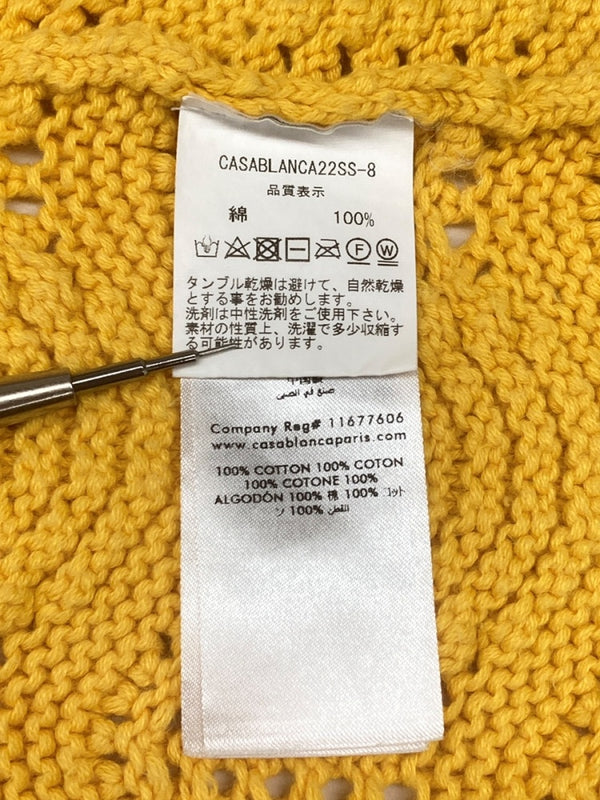 カサブランカ Casablanca Crochet Polo Shirt クロケット ポロ シャツ ニット黄 CASABLANCA22SS-8 半袖シャツ ロゴ イエロー Mサイズ 104MT-1771