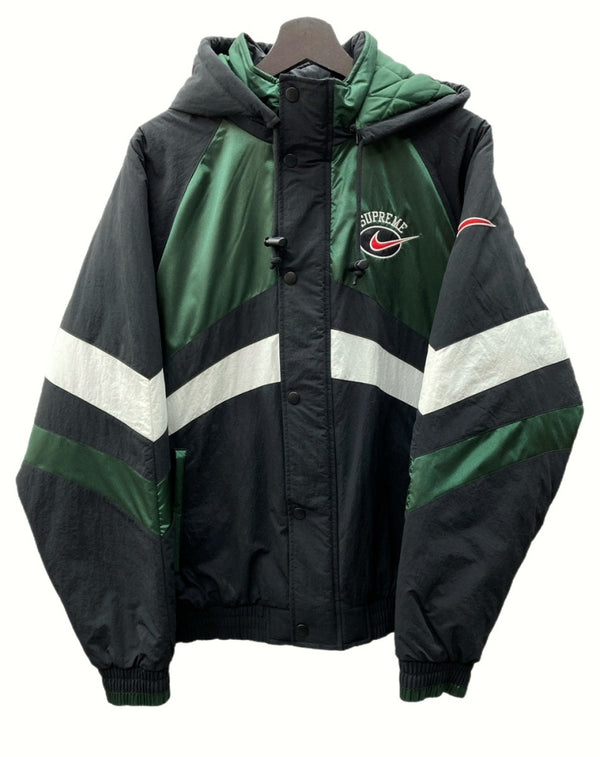 ナイキ NIKE × Supreme シュプリーム 19SS Hooded Sport Jacket フーディー スポーツ ジャケット PRIMALOFT プリマロフト 緑 黒 CD6074-010 ジャケット ロゴ ブラック Mサイズ 104MT-559