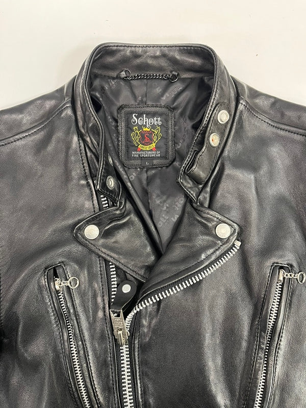 ショット SCHOTT DOUBLE BREST RIDERS JACKET ダブルブレストライダースジャケット 羊皮 本革 レザージャケット 黒 3181067 ジャケット ブラック Lサイズ 101MT-5272