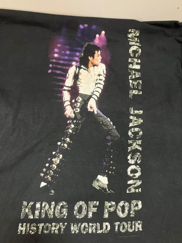 ヴィンテージ vintage 90's 90s SCREEN STARS MICHAEL JACKSON マイケルジャクソンKING OF POP HISTORY WORLD TOUR ツアーT - Tシャツ ブラック フリーサイズ 101MT-3192