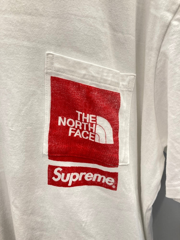 シュプリーム SUPREME THE NORTH FACE ノースフェイス ロゴ ポケットTシャツ 白 NT02309I XL Tシャツ ホワイト LLサイズ 101MT-3037