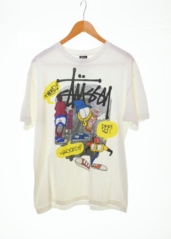 ステューシー  STUSSY 00s ロゴ プリント 半袖Tシャツ 白 Tシャツ ホワイト Lサイズ 103MT-895