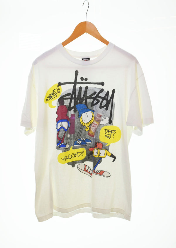 ステューシー  STUSSY 00s ロゴ プリント 半袖Tシャツ 白 Tシャツ ホワイト Lサイズ 103MT-895