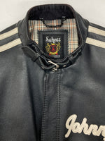 ショット SCHOTT LEATHER JACKET レザー ジャケット JhonnySpecial シングル ライダース アウター 星 黒 3141038 ジャケット ライン ブラック Sサイズ 104MT-895