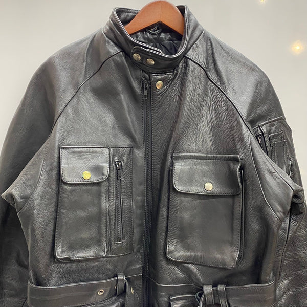 【曜日割引対象外】 アメカジ系 LEATHER ITEM レザージャケット コート ジャケット ブラック 50サイズ 201MT-4461 VB