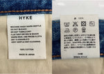 ハイク HYKE DENIM BARREL LEG JEANS デニム バレル レッグ ジーンズ ジーパン ウォッシュ加工 ボタンフライ パンツ インディゴ 青 無地 デニム ブルー サイズ2 104MB-395