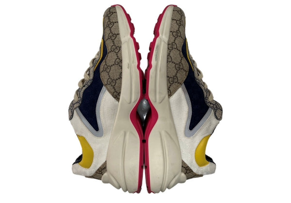 グッチ GUCCI RYTHON ライトン GG柄 レースアップ ローカット シューズ 白 茶 紺 619891 メンズ靴 スニーカー マルチカラー サイズ 10 1/2 104S-941
