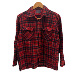 ペンドルトン PENDLETON 70's 70年代 ウール チェックシャツ ボードシャツ  ネルシャツ 開襟 オープンカラー ボックス vintage ヴィンテージ MADE IN USA アメリカ製  長袖シャツ レッド Lサイズ 101MT-5359