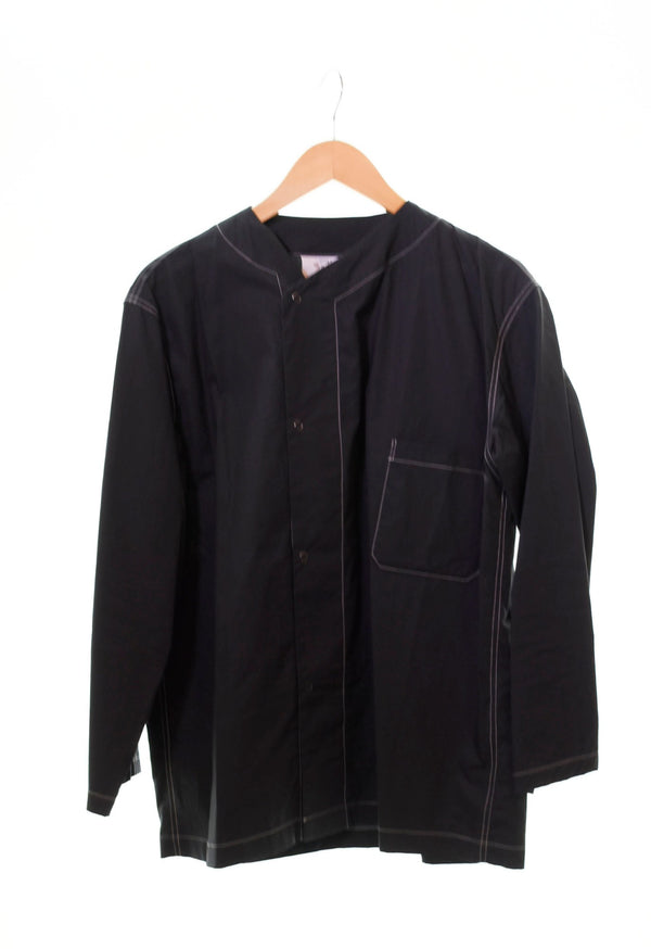 ベーシック  BASICK ORGANIC GERMAN HOSPITAL SHIRT 黒 LE0203  長袖シャツ ワンポイント ブラック Lサイズ 103MT-425