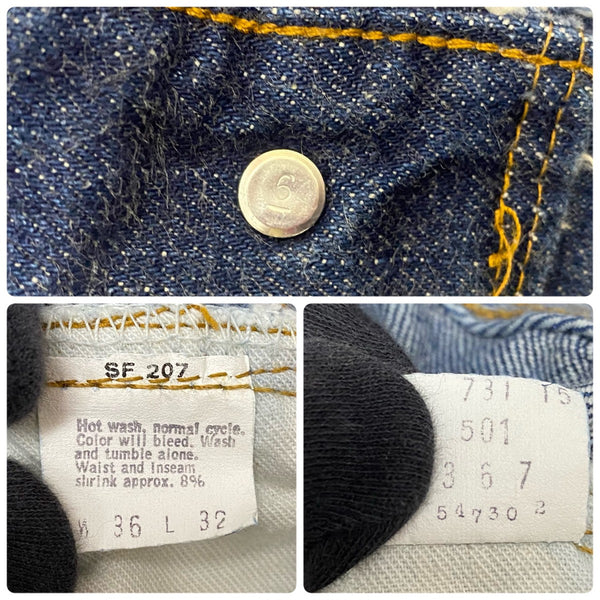 【曜日割引対象外】 リーバイス Levi's 70's 501 66前期 濃紺 USA製 紙パッチ 内タグ残り デニム ブルー W36サイズ 201MB-904 VB