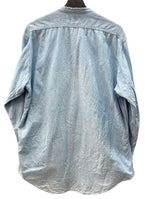 ダブルアールエル RRL 90s 三ツ星タグ SHIRT バンドカラー 猫目ボタン 胸ポケット ヴィンテージ VINTAGE ラルフローレン RALPH LAUREN コットン マレーシア製 ライトブルー 青 長袖シャツ 無地 ブルー Mサイズ 104MT-2026