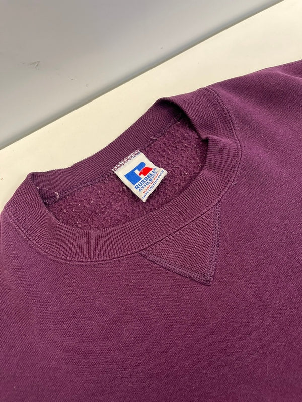 ラッセルアスレチック RUSSELL ATHLETIC 90’s 90年代 トリコ刺繍タグ 無地 前V ヴィンテージ vintage USA製 アメリカ製 XL スウェット パープル LLサイズ 101MT-4493