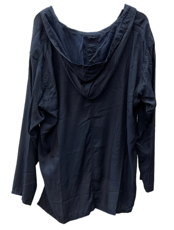 ワイズ Y's ヨウジヤマモト Yohji Yamamoto ブラウス フーディ キュプラ 再生繊維 テンセル 日本製 NAVY 紺 YW-B01-202 長袖シャツ ワンポイント ネイビー SIZE2 104LT-155