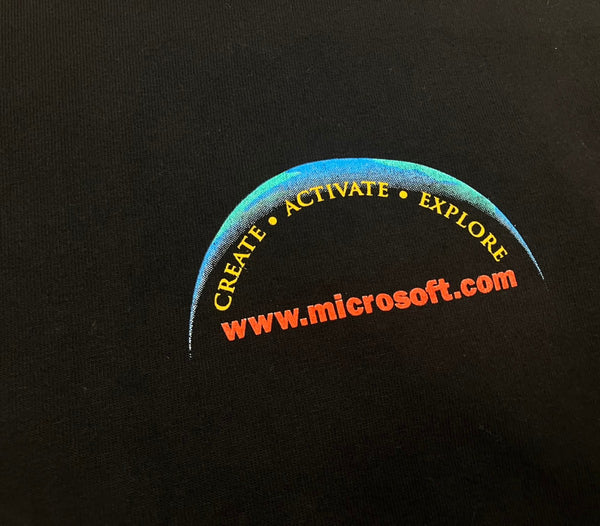 ヴィンテージ vintage 90’s 90s ONEITA Microsoft マイクロソフト 企業Tee アートT art シングルステッチ 両面プリント Tシャツ ブラック Lサイズ 101MT-3524