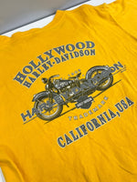 ハーレーダビットソン Harley-Davidson 00s 00's ©2004 バイク バイカー モーターサイクル バックプリント アメリカ製 MADE IN USA US古着 黄色 Tシャツ イエロー Lサイズ 101MT-4527