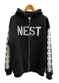 ネスト THE NEST ARMY ZIP UP HOODIE 黒 パーカ ブラック Lサイズ 101MT-4853