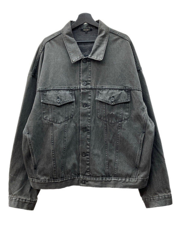 イージー YEEZY SEASON 5 DENIM JACKET デニム ジャケット ワーク オーバーサイズ Gジャン アウター 灰 ジャケット 無地 グレー XLサイズ 104MT-1705
