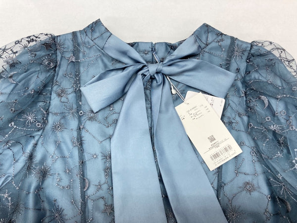 ジル バイ ジル スチュアート JILL by JILLSTUART ホロスコープ シシュウ チュール ドレス DRESS オケージョン パーティ ロング丈 星座 Wステッチ バックリボン ロゴ BLUE 青 125-4140001 ワンピース 刺繍 ブルー Sサイズ 104LT-169