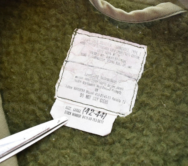 ミリタリーアイテム Military items 1986年会計 80s US NAVY A-2 DECK JACKET デッキジャケット 8415-00-753-5613 ジャケット カーキ Lサイズ 103MT-1692