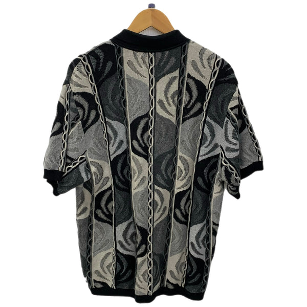 シュプリーム SUPREME ジップアップ 半袖 カットソー パイル地 ネイティブ柄 半袖ポロシャツ 半袖カットソー ブラック Mサイズ 201MT-4298