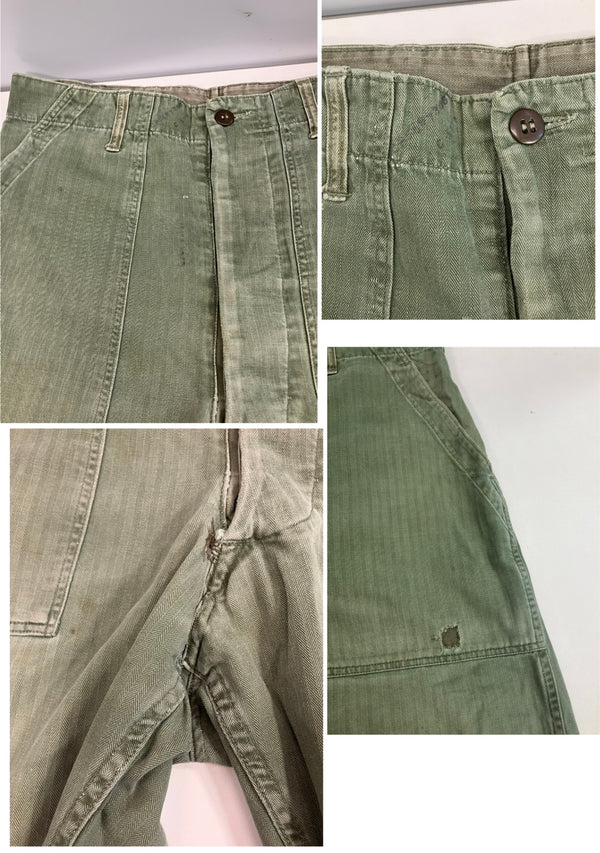ミリタリー Military 40's~50's 40～50年代 US ARMY M-47 HBT 米軍 ベイカーパンツ アジャスター VINTAGE ヴィンテージ カーゴパンツ カーキ - 101MB-713