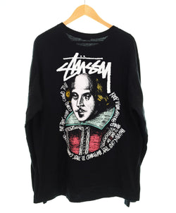 ステューシー STUSSY William Shakespeare ウィリアム・シェイクスピア MADE in MEXICO メキシコ製 SSリンクロゴ ストックロゴ ロンT ブラック Lサイズ 103MT-2987