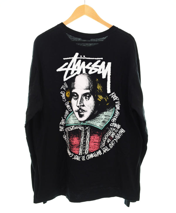 ステューシー STUSSY William Shakespeare ウィリアム・シェイクスピア MADE in MEXICO メキシコ製 SSリンクロゴ ストックロゴ ロンT ブラック Lサイズ 103MT-2987
