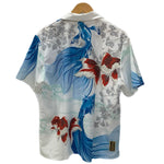 絡繰魂 真夏のシャツ 桜満開×茜鯉 昇華転写 アロハ 開襟 212862 セットアップ ホワイト Lサイズ 201MT-3995