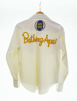 アベイシングエイプ A BATHING APE  初期 刺繍ロゴ ウエスタン デニムシャツ 白 長袖シャツ ホワイト Sサイズ 103MT-2252
