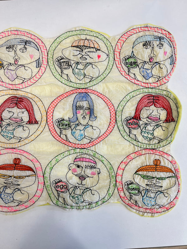 ウロコ ULOCO 刺繍 テキスタイル ステッチ ストール ULOCOガールズ butter milk sugar flour 白 赤 黄色 マフラー・スカーフ レディースマフラー・ストール ホワイト 101G-233