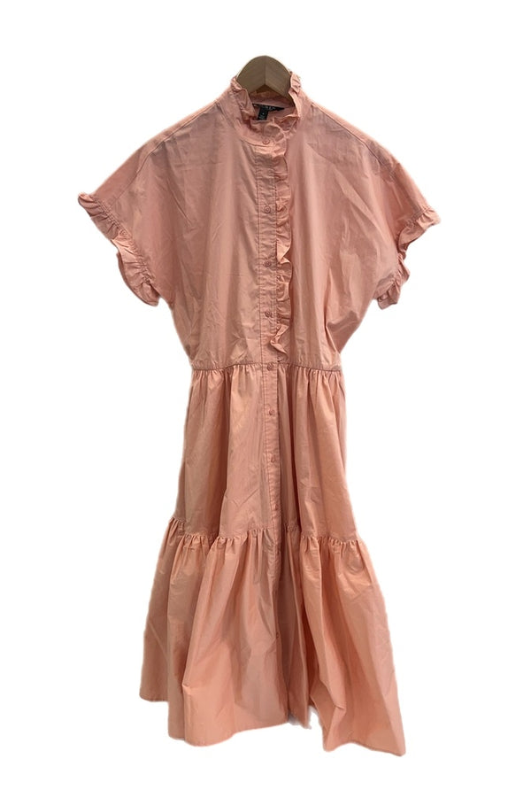 ラルフローレン RalphLauren ラッフルトリム コットンブレンド ドレス フリル ティアード ワンピース ピンク 4 101LT-147