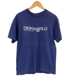 ヴィンテージ vintage 90's 90s Hanes DISKWORLD for the Macintosh マッキントッシュ マガジン 企業Tee アートT art  両面プリント Tシャツ ネイビー Lサイズ 101MT-3513